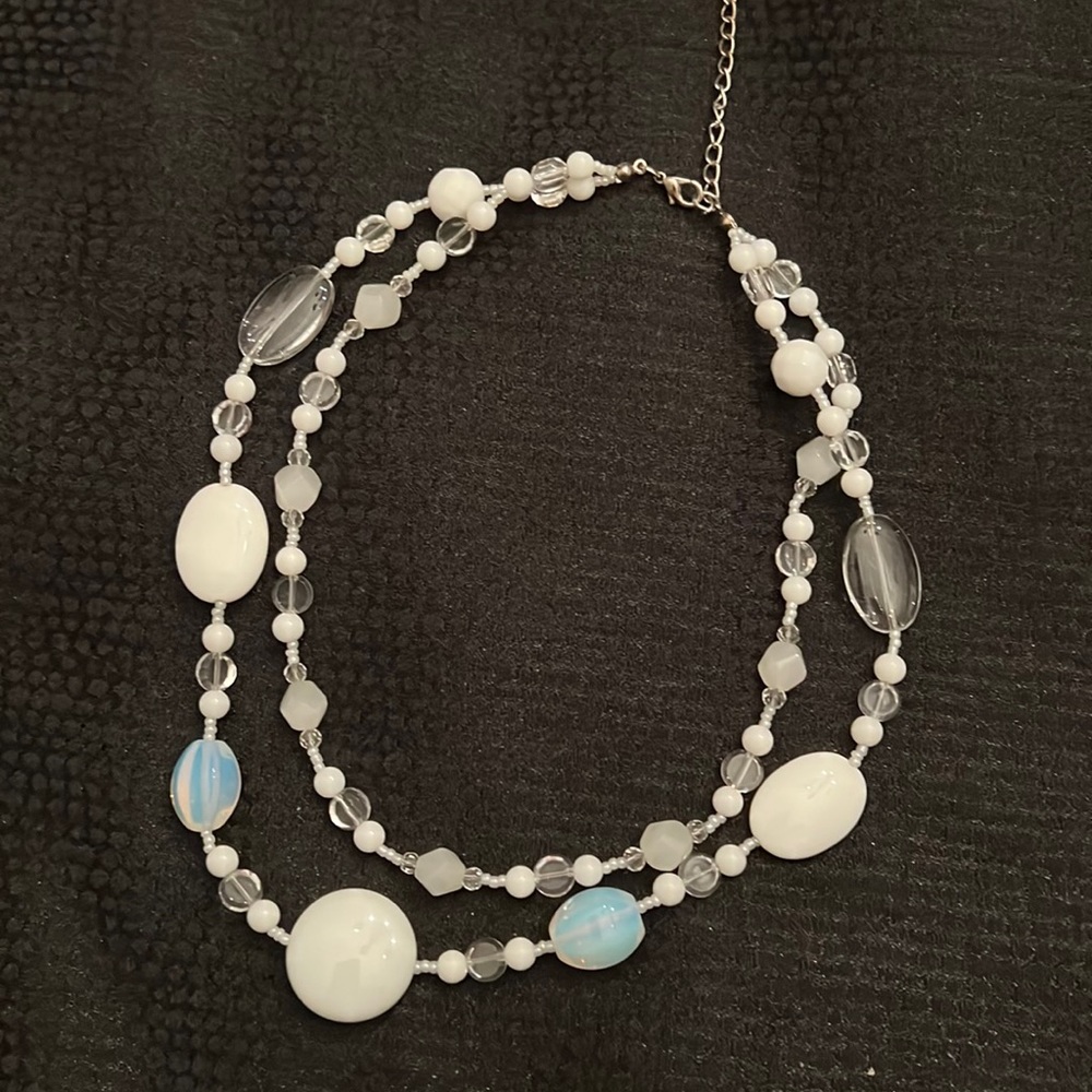 White and clear beaded necklace.